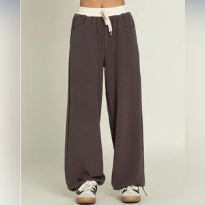 Charcoal Wide-Leg Sweatpants